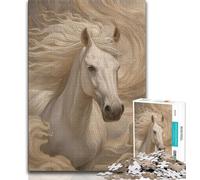 Rompecabezas de 1000 Piezas para Adultos y Adolescentes, diseño de Caballo Blanco, Ideal para Decorar el hogar y el Escritorio (tamaño 75x50cm)