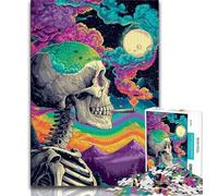 Rompecabezas de 1000 Piezas para Adultos y Adolescentes diseño de Calavera arcoíris y Humo Ideal para Noches de Juegos Juguete Colorido para Regalar en casa 75x50cm