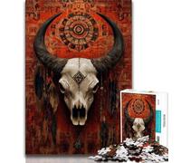 Rompecabezas de 1000 Piezas para Adultos y Adolescentes, diseño de Calavera de búfalo Ejercita el Cerebro, desarrolla la Paciencia y Mejora la Memoria Juguetes adictivos (75x50cm)