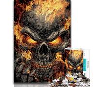 Rompecabezas de 1000 Piezas para Adultos y Adolescentes diseño de Calavera en Llamas Ideal para Pasar el rato en casa con Piezas de Formas aleatorias Totalmente entrelazadas 75x50cm