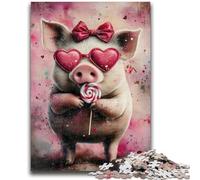 Rompecabezas de 1000 Piezas para Adultos y Adolescentes, diseño de Cerdo Rosa, Juego Educativo Familiar, decoración de Pared, cumpleaños y Navidad, 26x38cm