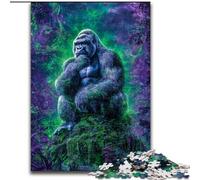 Rompecabezas de 1000 Piezas para Adultos y Adolescentes, diseño de chimpancé psicodélico, Ideal para aliviar el estrés, Toda la Familia (tamaño 50x75cm)