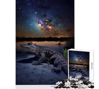 Rompecabezas de 1000 Piezas para Adultos y Adolescentes diseño de cocodrilo bajo Las Estrellas cumpleaños Juegos educativos descompresión Intelectual tamaño 38x26cm