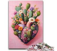 Rompecabezas de 1000 Piezas para Adultos y Adolescentes, diseño de corazón de Cactus, Juegos educativos, decoración de Pared, cumpleaños y Navidad, 26x38cm