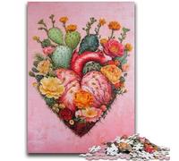 Rompecabezas de 1000 Piezas para Adultos y Adolescentes, diseño de corazón de Planta, 1000 Piezas para Adolescentes, antiestrés, desafío difícil, Juguetes de decoración del hogar (50x75cm)