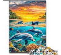 Rompecabezas de 1000 Piezas para Adultos y Adolescentes, diseño de delfín Marino Educativo para Toda la Familia 26x38cm