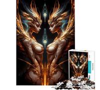 Rompecabezas de 1000 Piezas para Adultos y Adolescentes diseño de diosas Doradas Juegos Divertidos para Adultos Carrera de Velocidad Manual (tamaño 50x75cm)