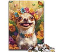 Rompecabezas de 1000 Piezas para Adultos y Adolescentes, diseño de Flores de Chihuahua, Ideal para Pasar el rato en casa, con póster y Hoja de Trivia a Juego, 50x75cm