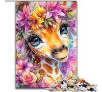 Rompecabezas de 1000 Piezas para Adultos y Adolescentes, diseño de Flores y Jirafas, Juguetes educativos, Juegos Familiares, Regalos para Amigos y Familiares (tamaño 50x75cm)
