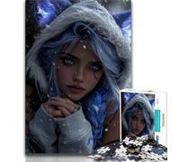 Rompecabezas de 1000 Piezas para Adultos y Adolescentes diseño de Fox Girl Anime 1000 Piezas para Adultos para Pasar el rato en casa con Piezas de Formas aleatorias Totalmente entrelazadas 38x26cm