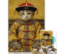 Rompecabezas de 1000 Piezas para Adultos y Adolescentes, diseño de Gato de la dinastía Qing cumpleaños o decoración de Pared para Mayores de 14 años (tamaño 38x26cm)