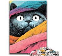Rompecabezas de 1000 Piezas para Adultos y Adolescentes, diseño de Gato de Toalla, carbón, para decoración del hogar, 26x38cm