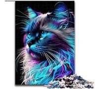 Rompecabezas de 1000 Piezas para Adultos y Adolescentes, diseño de Gato, Estilo Pop Art, Juguetes educativos, Juegos para aliviar el estrés, interacción Entre Padres e Hijos (tamaño 50x75cm)