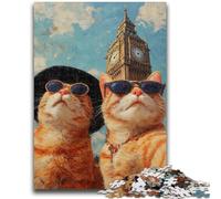 Rompecabezas de 1000 Piezas para Adultos y Adolescentes,diseño de Gato Naranja tomándose un Selfie,Juego Educativo,Juguete de desafío,decoración de Pared, cumpleaños y Navidad,26x38cm