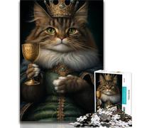 Rompecabezas de 1000 Piezas para Adultos y Adolescentes, diseño de Gato Rey, Ideal para aliviar el estrés y Matar el Tiempo, Amigos y Familiares a Partir de 14 años, 38x26cm