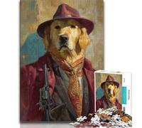 Rompecabezas de 1000 piezas para adultos y adolescentes, diseño de Golden Retriever asesino, ideal para aliviar el estrés, un desafío difícil, decoración única para el hogar y regalos (tamaño 75x50cm)