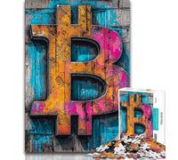Rompecabezas de 1000 Piezas para Adultos y Adolescentes, diseño de Grafiti de Bitcoin Ejercita el Cerebro, desarrolla la Paciencia y Mejora la Memoria (38x26cm)