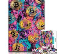 Rompecabezas de 1000 Piezas para Adultos y Adolescentes, diseño de Grafiti de Bitcoin, Ideal para Pasar el rato y Mejorar el Amor en Pareja (38x26cm)