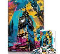 Rompecabezas de 1000 Piezas para Adultos y Adolescentes, diseño de Grafiti del Big Ben, Ideal para el Cerebro, la Inteligencia y la decoración del hogar (75x50cm)