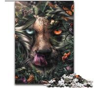 Rompecabezas de 1000 Piezas para Adultos y Adolescentes, diseño de Guepardo Floral, Ideal para aliviar el estrés, Ideal para Decorar el hogar tamaño 26x38cm