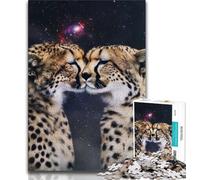 Rompecabezas de 1000 Piezas para Adultos y Adolescentes, diseño de Guepardo galáctico, Ideal para Decorar tu Escritorio a Partir de 14 años (tamaño 38x26cm)