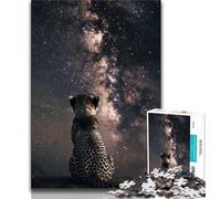 Rompecabezas de 1000 Piezas para Adultos y Adolescentes, diseño de Guepardo galáctico Regalo Ideal para Amigos Secretos a Partir de 14 años (tamaño 38x26cm)