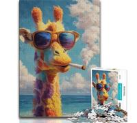 Rompecabezas de 1000 Piezas para Adultos y Adolescentes, diseño de Jirafa fumando Ejercita el Cerebro, desarrolla la Paciencia y Mejora la Memoria Juguetes adictivos (38x26cm)