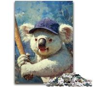 Rompecabezas de 1000 Piezas para Adultos y Adolescentes, diseño de Koala Jugando al béisbol, Ideal como Juego Educativo, decoración única para el hogar y Regalos, 26x38cm