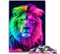 Rompecabezas de 1000 Piezas para Adultos y Adolescentes, diseño de león, Ideal para Pasar el rato en casa, con póster y Hoja de Trivia a Juego, 50x75cm