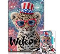 Rompecabezas de 1000 Piezas para Adultos y Adolescentes, diseño de Leopardo Americano Ejercita el Cerebro, desarrolla la Paciencia y Mejora la Memoria Juguetes adictivos (75x50cm)