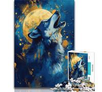 Rompecabezas de 1000 Piezas para Adultos y Adolescentes diseño de Lobo de Luna Llena 1000 Piezas para Adultos Lista de Deseos con Papá Noel para niños de 14 años 38x26cm