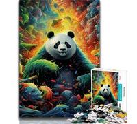 Rompecabezas de 1000 Piezas para Adultos y Adolescentes, diseño de Panda de Colores, 1000 Piezas, desafiantes Juegos Familiares, Juguete DIY para Decorar la Pared del hogar (tamaño 75x50cm)