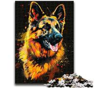 Rompecabezas de 1000 Piezas para Adultos y Adolescentes, diseño de Pastor alemán DJ neón, Rompecabezas de 1000 Piezas, Ideal para aliviar el estrés, desafío difícil, Regalo de Amigo Secreto, 38x26cm