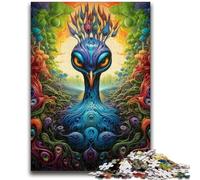 Rompecabezas de 1000 Piezas para Adultos y Adolescentes, diseño de Pavo Real psicodélico, 1000 Piezas para Adultos, antiestrés, desafío difícil, Regalo de Amigo Secreto (50x75cm)