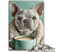 Rompecabezas de 1000 Piezas para Adultos y Adolescentes, diseño de Pug Tomando café, Juegos educativos, decoración del hogar, Regalo de cumpleaños, Regalos para Mayores de 14 años, 50x75cm