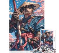 Rompecabezas de 1000 Piezas para Adultos y Adolescentes diseño de Rottweiler Samurai Blossom decoración del hogar Juguetes Obras de Arte Regalo Juegos Divertidos Mejora el Amor en Pareja 38x52cm