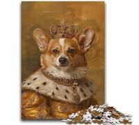 Rompecabezas de 1000 Piezas para Adultos y Adolescentes, diseño de Shiba Inu King, Ideal para Pasar el rato en casa, con póster y Hoja de Trivia a Juego, 26x38cm