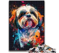 Rompecabezas de 1000 Piezas para Adultos y Adolescentes, diseño de Shih Tzu neón, Divertidos Juegos Familiares, Regalos para Amigos y Familiares a Partir de 14 años, 26x38cm