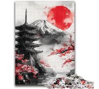 Rompecabezas de 1000 piezas para adultos y adolescentes,diseño de templo japonés con flores de cerezo,ideal para aliviar el estrés,un desafío difícil,decoración única para el hogar y regalos (50x75cm)