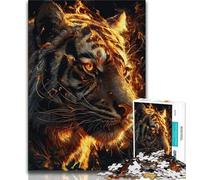 Rompecabezas de 1000 Piezas para Adultos y Adolescentes, diseño de Tigre en Llamas, Ideal para aliviar el estrés, Pasar el rato Entre Padres e Hijos, 75x50cm