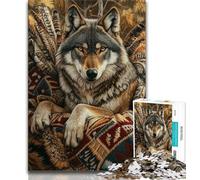 Rompecabezas de 1000 Piezas para Adultos y Adolescentes, diseño de tótem de Lobo, Ideal para Regalar a Toda la Familia (tamaño 38x26cm)