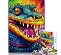 Rompecabezas de 1000 Piezas para Adultos y Adolescentes, diseño psicodélico de cocodrilo del Nilo Difícil de completar, Pero Divertido y Divertido Regalo de cumpleaños, decoración de Pared, 38x26cm