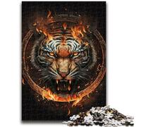 Rompecabezas de 1000 Piezas para Adultos y Adolescentes, diseño Vibrante y único, Cabeza de Tigre de Fuego, Experiencia Relajante y desafiante, 50x75cm