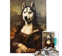 Rompecabezas de 1000 Piezas para Adultos y Adolescentes Divertido Rompecabezas de la Mona Lisa con un Husky Juego Familiar para Adultos Difícil (tamaño 38x52cm)