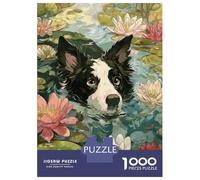 Rompecabezas De 1000 Piezas para Adultos Y Adolescentes Dog Swimming Among Lily Pads Rompecabezas para Adultos Juego Práctico Una Obra De Arte Difícil Y Desafiante 38x26cm/1000pcs