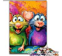 Rompecabezas de 1000 Piezas para Adultos y Adolescentes: Dos Ratones de Colores, para Mayores de 14 años Decoración del hogar como Regalo para Toda la Familia y Amigos tamaño 26x38cm