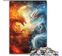 Rompecabezas de 1000 Piezas para Adultos y Adolescentes, Dragón de Hielo y Fuego, para Mayores de 14 años Un Juego desafiante para Regalar a Toda la Familia y Amigos 26x38cm