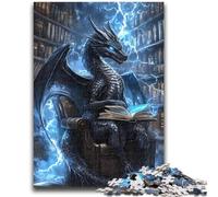 Rompecabezas de 1000 Piezas para Adultos y Adolescentes Dragón Leyendo un Libro Juguetes educativos Alivia el estrés Interacción Entre Padres e Hijos para Mayores de 14 años 26x38cm