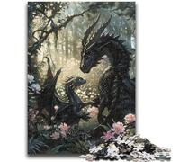 Rompecabezas de 1000 Piezas para Adultos y Adolescentes, dragón Negro del Bosque, para niños a Partir de 14 años, Juego práctico, 26x38cm