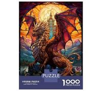 Rompecabezas De 1000 Piezas Para Adultos Y Adolescentes Dragon Stained Glass Poster, Picture, Metal Print, Paint by PERMADI Rompecabezas Para Adultos Juego Práctico Una Obra De Arte Difícil Y Desafian